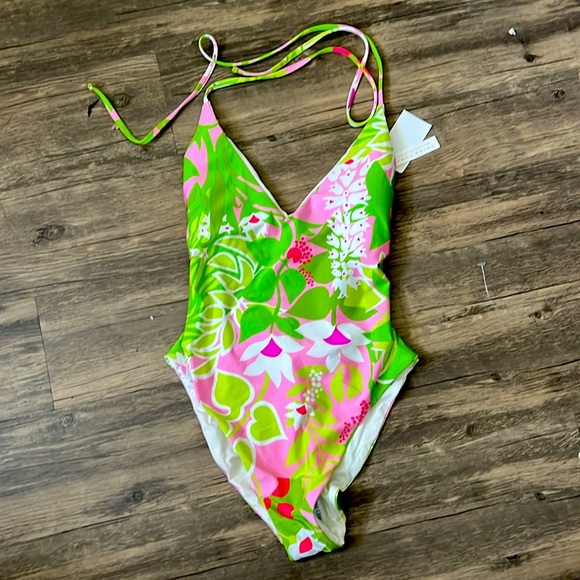 NWT TRINA TURK LA PALMA ONEPIECE SWIMSUIT Floral Halter One-Piece Swimsuit - Picture 6 of 6